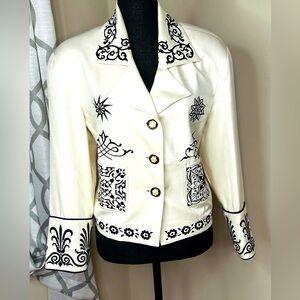 IBE Cream and Black Embroidered Blazer